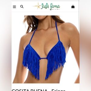 NWT Lula Fama BLACK Costa Buena triangle French top size extra large